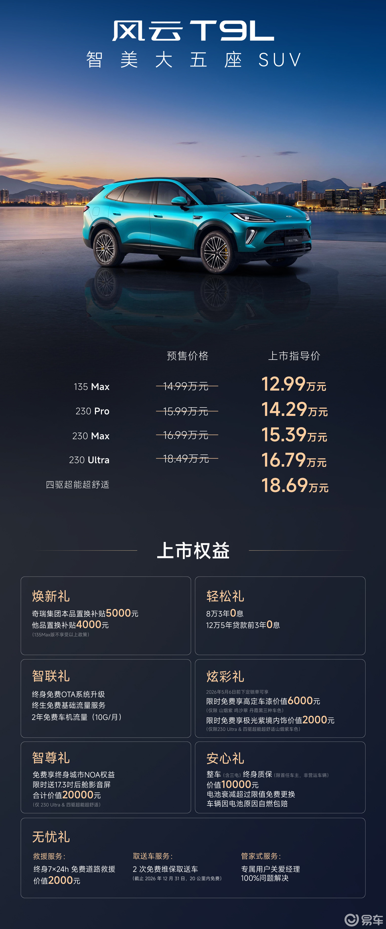 奇瑞风云T9L正式上市！中型SUV杀到12万级了？